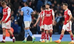 Teks: Arsenal tak berdaya melawan Manchester City dalam lanjutan Liga Inggris. Meriam London memang kalah level.(Ist)