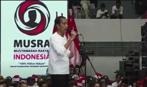 TEKS: Presiden Joko Widodo (Jokowi) saat menghadiri langsung acara puncak Musyawarah Rakyat (Musra) relawan Jokowi di Istora Senayan, Jakarta Pusat.(Foto:Ist)