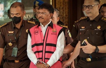 MANTAN Menteri Komunikasi dan Informatika (Menkominfo), Johnny G Plate menyatakan kesediaannya untuk menjadi justice collaborator dalam kasus dugaan korupsi BTS.(Foto:www.informasiterpercaya.com)