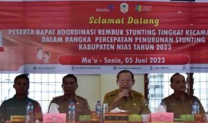 Pelaksanaan Rembuk Stunting Tingkat Kecamatan Ma’u, Kabupaten Nias bertempat di Balai Serba Guna Kecamatan Ma’u. Senin, 05 Juni 2023.(Foto:www.informasiterpercaya.com)