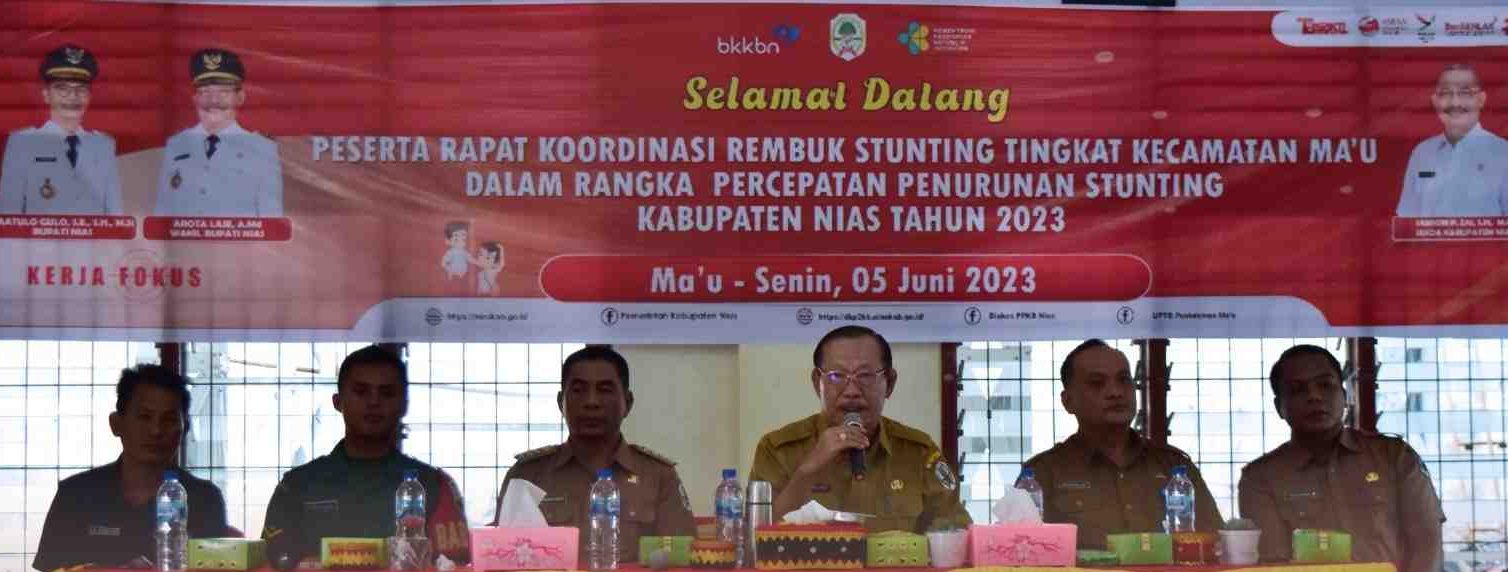 Pelaksanaan Rembuk Stunting Tingkat Kecamatan Ma’u, Kabupaten Nias bertempat di Balai Serba Guna Kecamatan Ma’u. Senin, 05 Juni 2023.(Foto:www.informasiterpercaya.com)