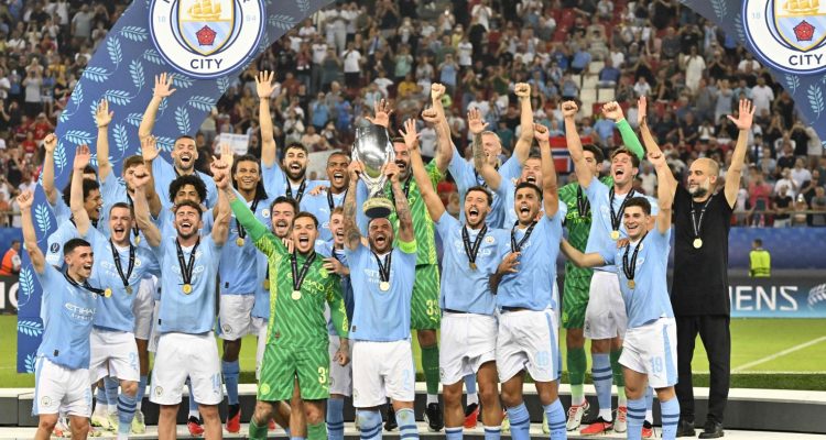 MANCHESTER City menjadi juara Piala Super Eropa untuk kali pertama, Kamis (17/8) dini hari WIB usai menang adu penalti atas Sevilla setelah kedua tim bermain imbang 1-1 di Athena.(Foto:www.informasiterpercaya.com)