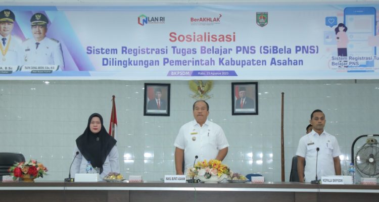 Pemerintah Kabupaten Asahan melalui Badan Kepegawaian dan Pengembangan Sumber Daya Manusia (BkPSDM) Kabupaten Asahan menggelar sosialisasi Sistem Registrasi Tugas Belajar (SiBela) PNS, di Aula Melati Kantor Bupati Asahan.(Foto:www.informasiterpercaya.com)