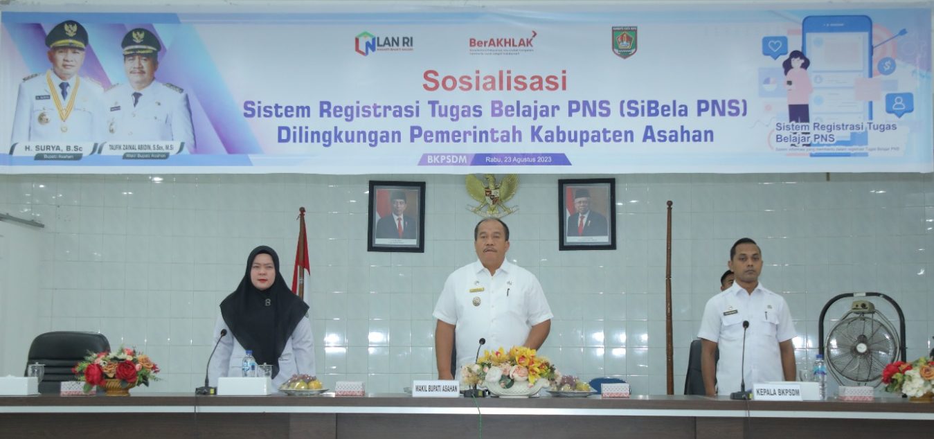 Pemerintah Kabupaten Asahan melalui Badan Kepegawaian dan Pengembangan Sumber Daya Manusia (BkPSDM) Kabupaten Asahan menggelar sosialisasi Sistem Registrasi Tugas Belajar (SiBela) PNS, di Aula Melati Kantor Bupati Asahan.(Foto:www.informasiterpercaya.com)