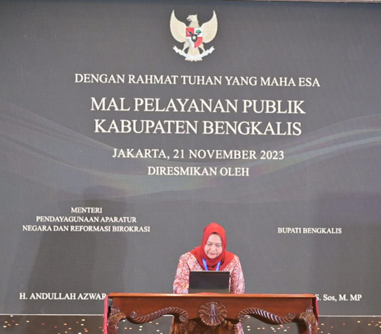 Mal Pelayanan Publik (MPP) Kabupaten Bengkalis saat Diresmikan MenPAN RB RI Abdullah Azwar Anas, terlihat Bupati Bengkalis Kasmarni hadir pada peresmian tersebut di Jakarta. (Dok)