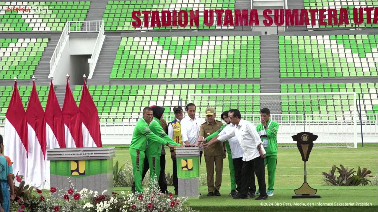 Presiden Republik Indonesia (RI) Joko Widodo didampingi oleh Pj. Gubernur Sumatera Utara (Sumut) Agus Fatoni meresmikan Stadion Utama Sumatera Utara di Desa Sena, Kecamatan Batangkuis, Kabupaten Deliserdang. Selasa (15/10).